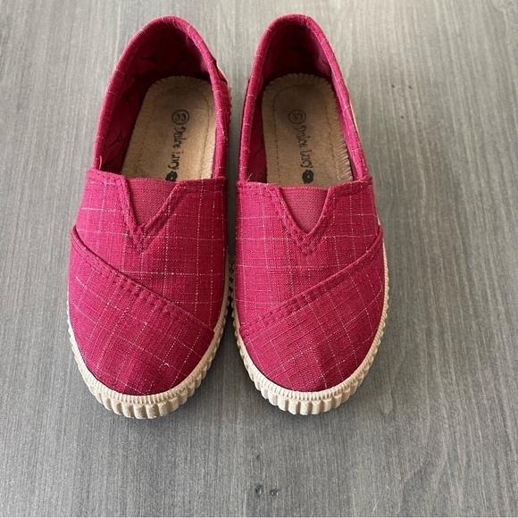 Dulce Lucy girls plaid red canvas slip on espadrilles shoes size 33 or 2 - Picture 2 of 10